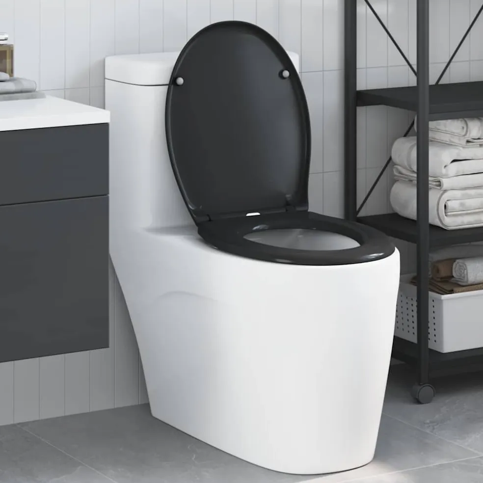 vidaXL Toiletzitting Zwart 47 x 37 x 4 cm Duroplast