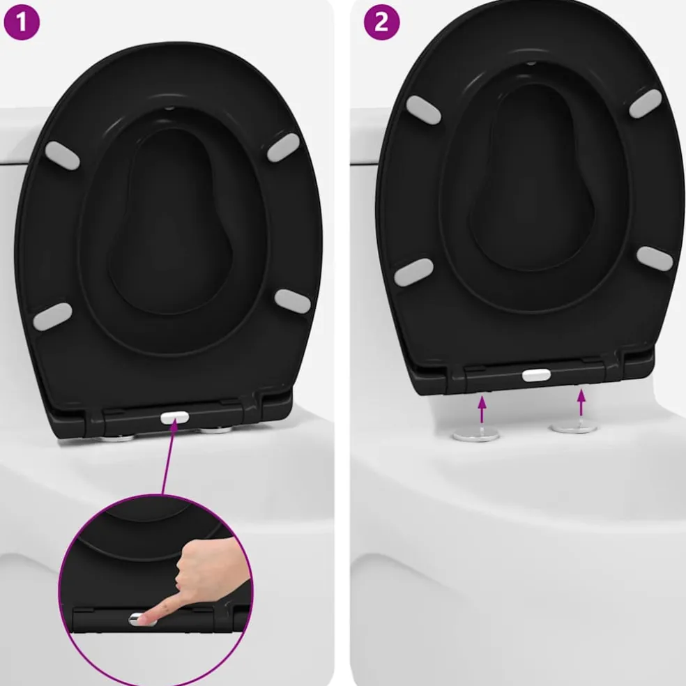 vidaXL Toiletzitting Zwart 47 x 37 x 4 cm Duroplast