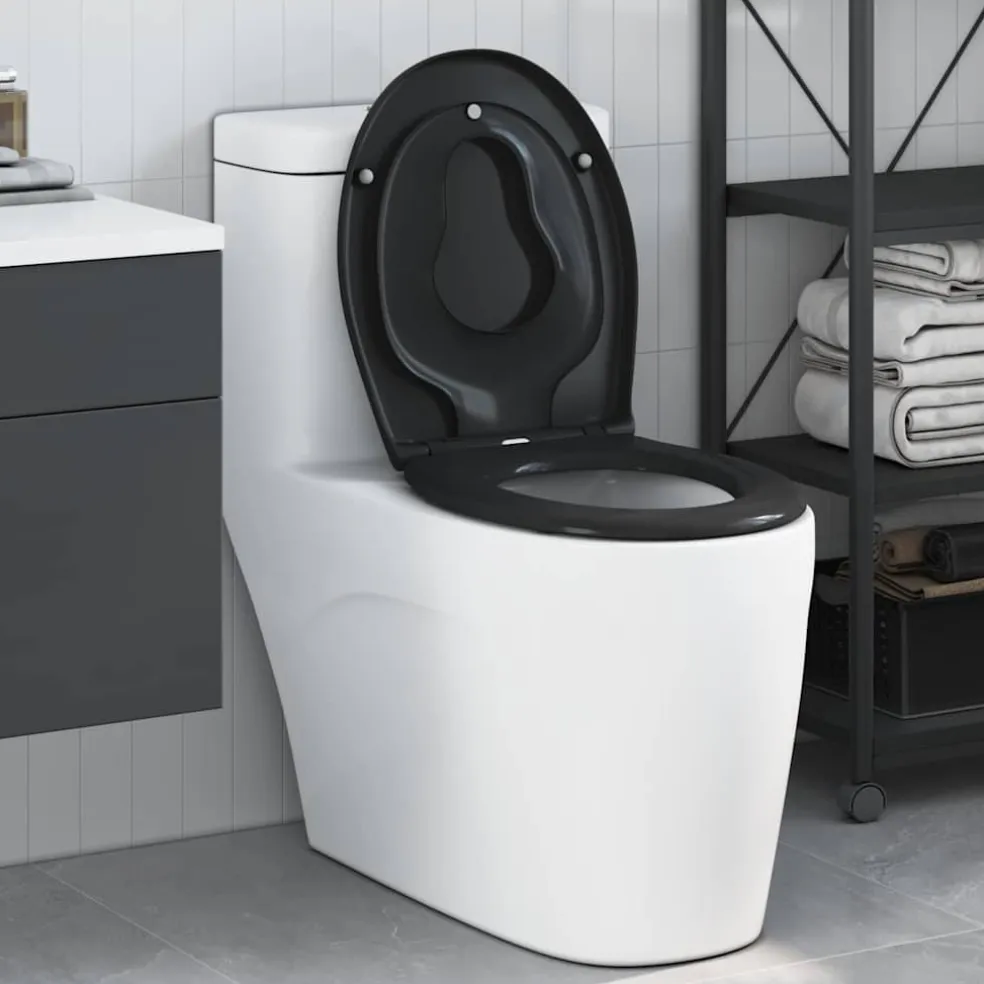 vidaXL Toiletzitting Zwart 47 x 37 x 4 cm Duroplast