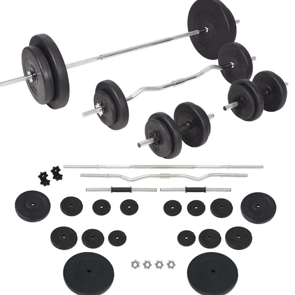 vidaXL Trainingsbank met gewichtenrek en halterset 90 kg