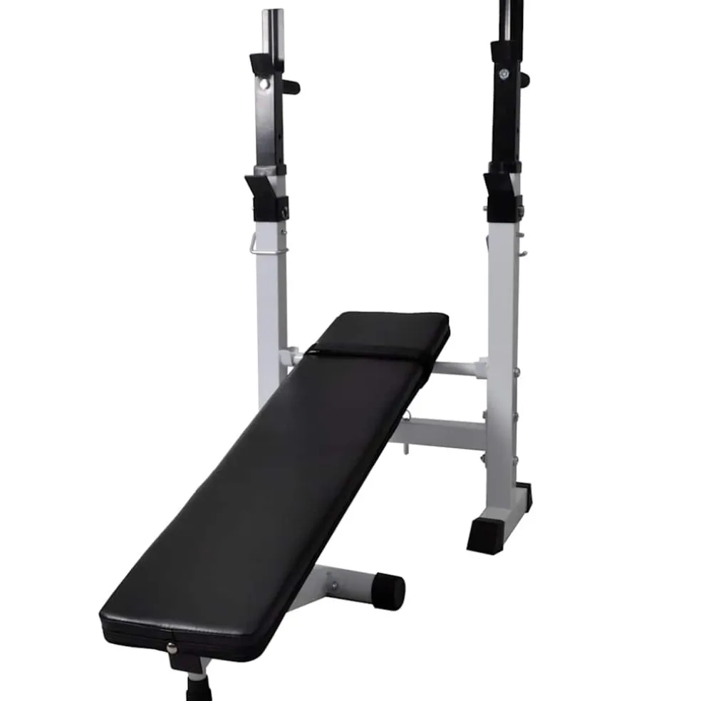 vidaXL Trainingsbank met gewichtenrek en halterset 90 kg