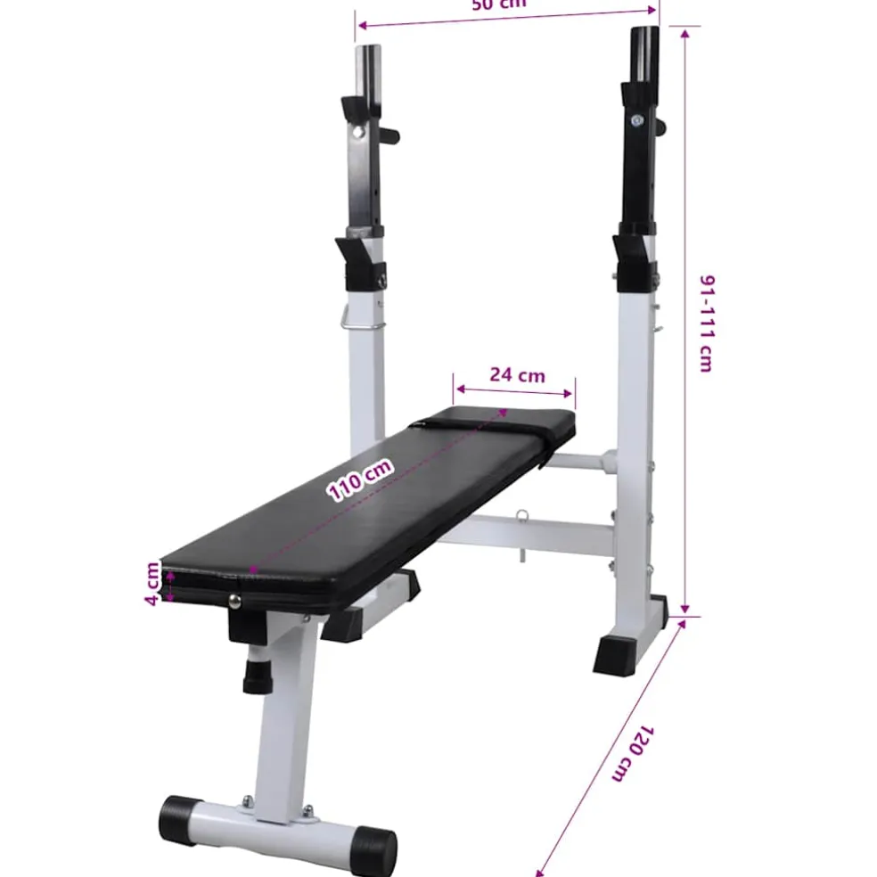 vidaXL Trainingsbank met gewichtenrek en halterset 90 kg