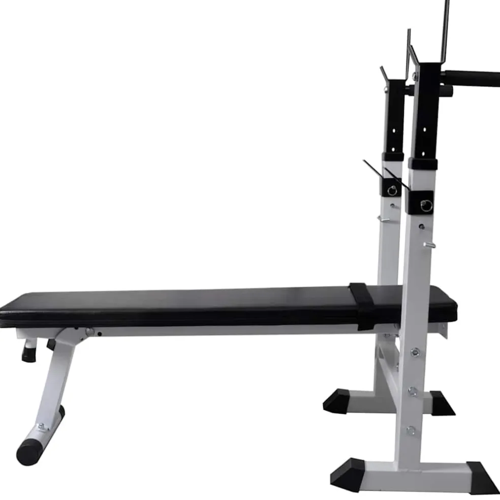 vidaXL Trainingsbank met gewichtenrek en halterset 90 kg