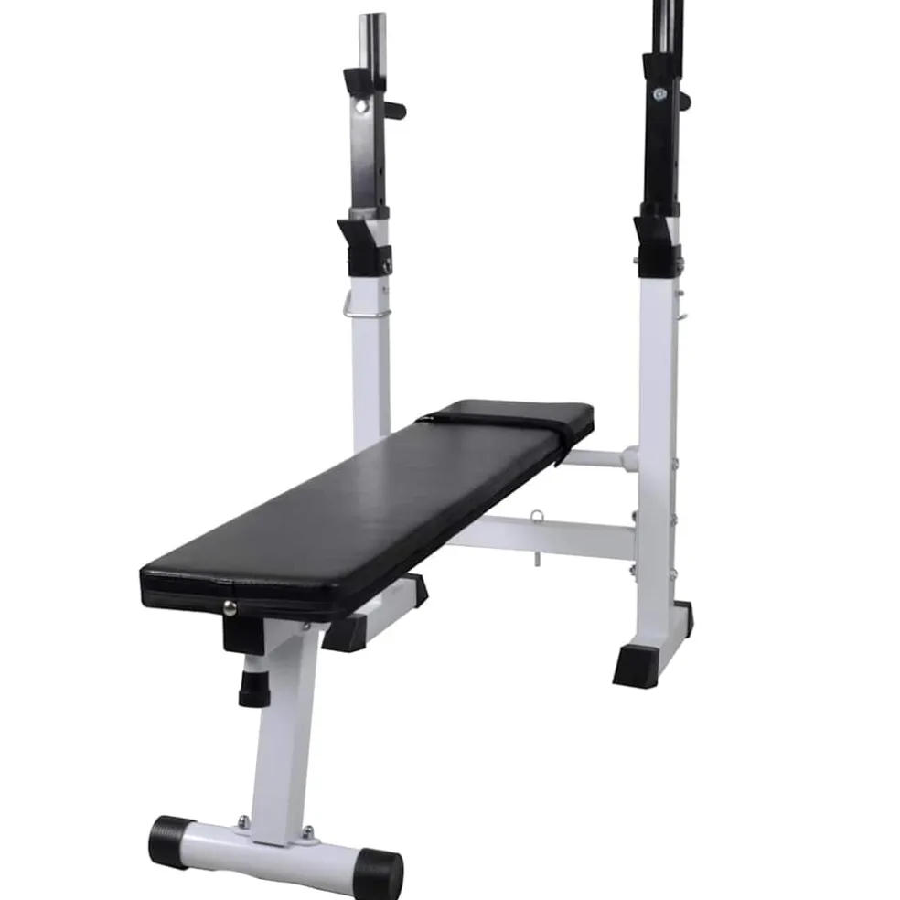 vidaXL Trainingsbank met gewichtenrek en halterset 90 kg