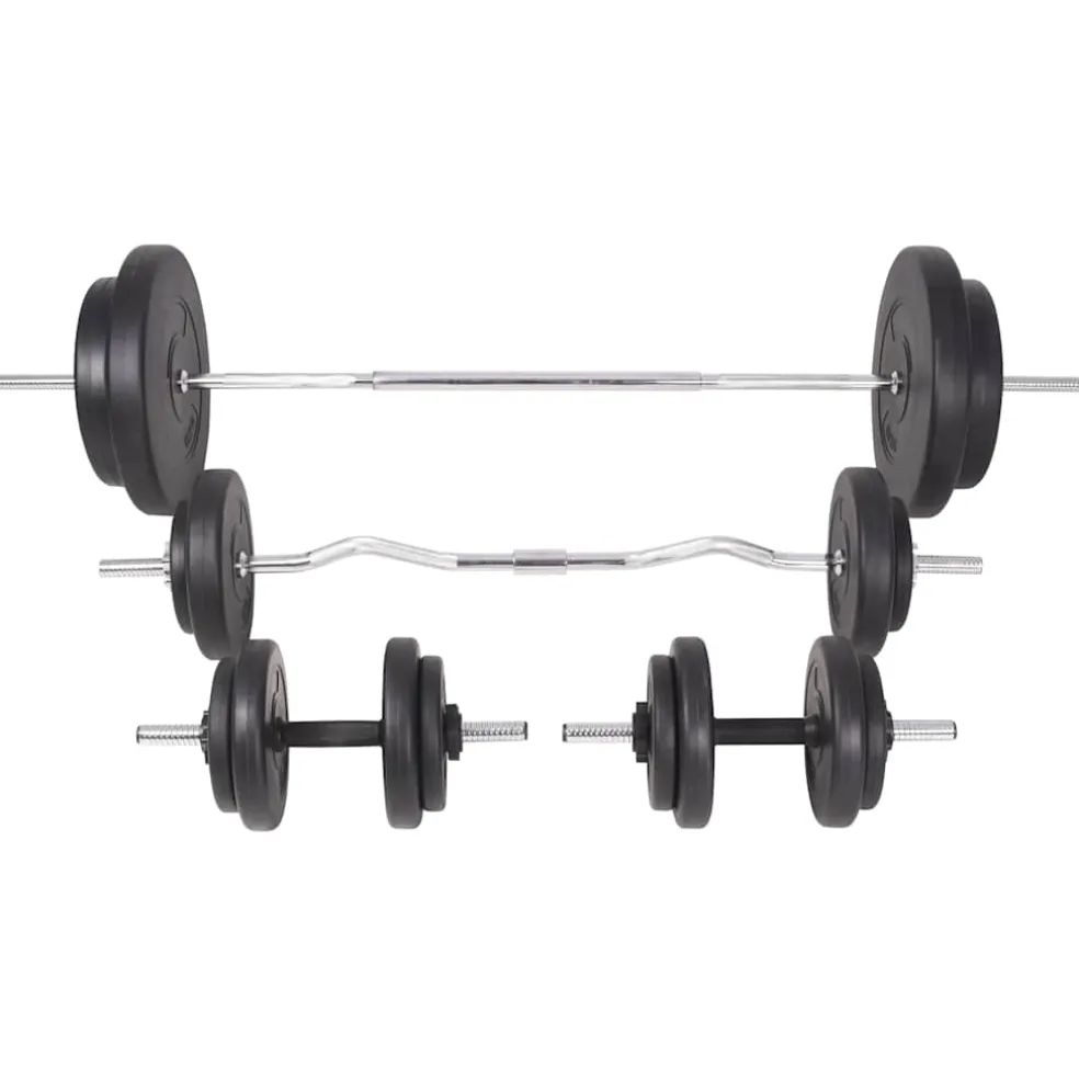 vidaXL Trainingsbank met gewichtenrek en halterset 90 kg