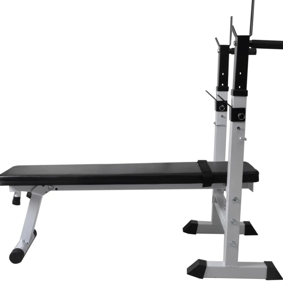 vidaXL Trainingsbank met gewichtenrek en halterset 60,5 kg