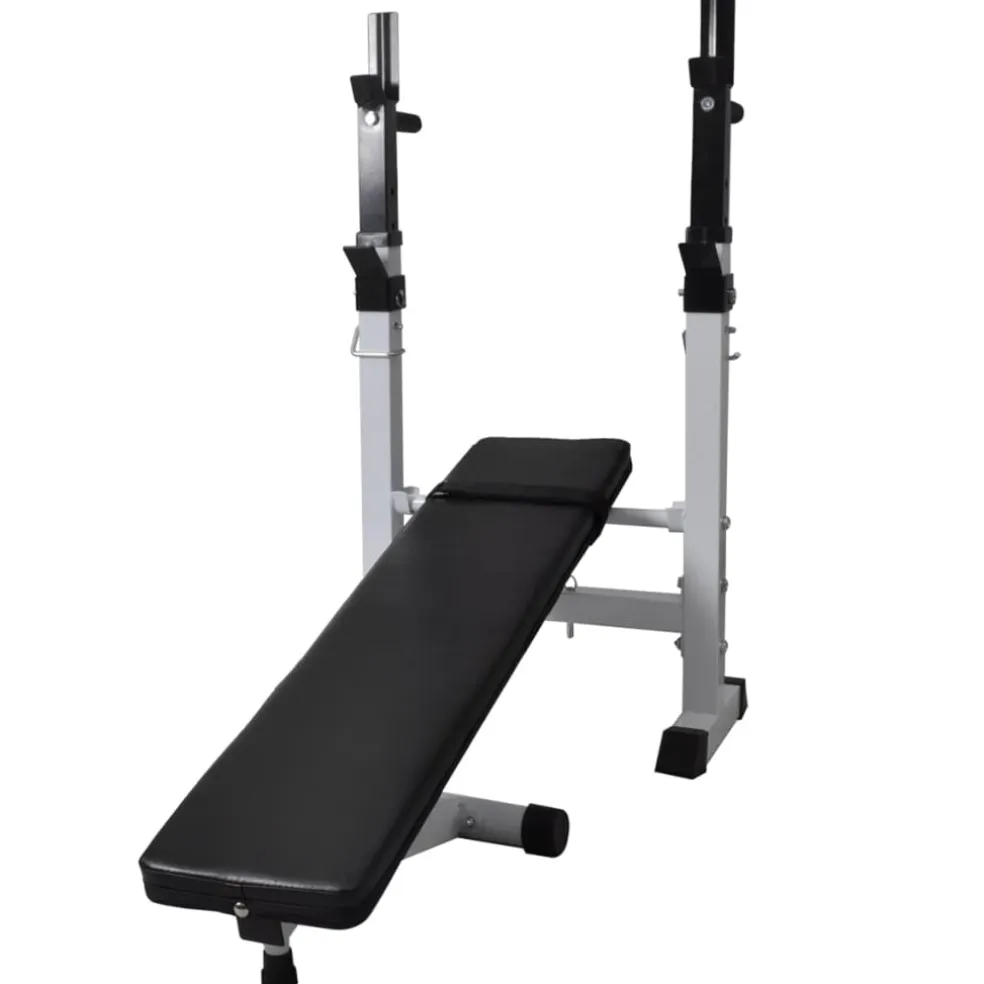 vidaXL Trainingsbank met gewichtenrek en halterset 60,5 kg