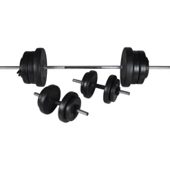 vidaXL Trainingsbank met gewichtenrek en halterset 60,5 kg