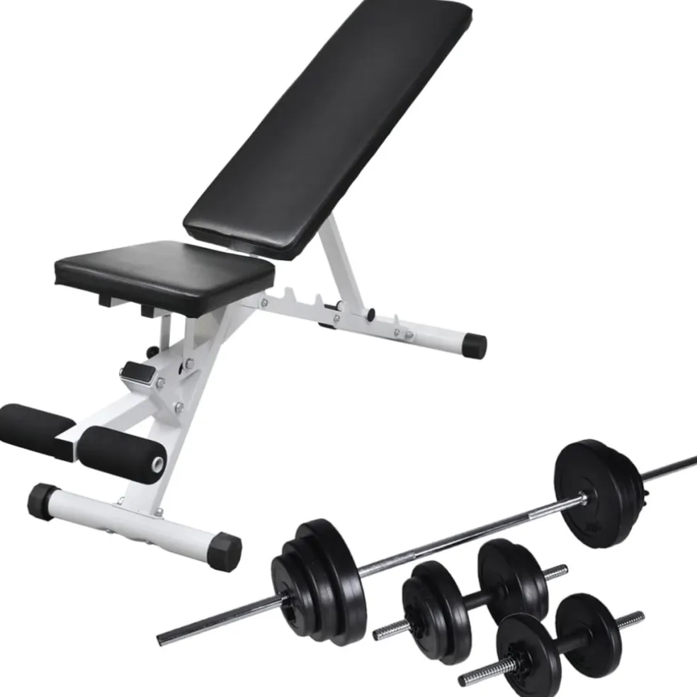 vidaXL Trainingsbank met halterset 30,5 kg