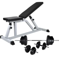 vidaXL Trainingsbank met halterset 60,5 kg