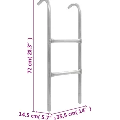 vidaXL Trampolineladder met 2 sporten 72 cm staal zilverkleurig