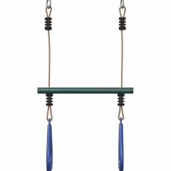 vidaXL Trapezestang en ringen voor kinderen staal blauw en donkergroen