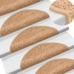 vidaXL Trapmatten 15 st 56x17x3 cm beige halfrond