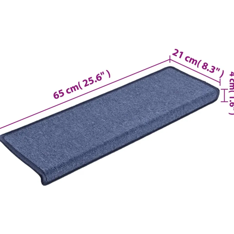 vidaXL Trapmatten 15 st 65x21x4 cm Blauw Rechthoekige Rand