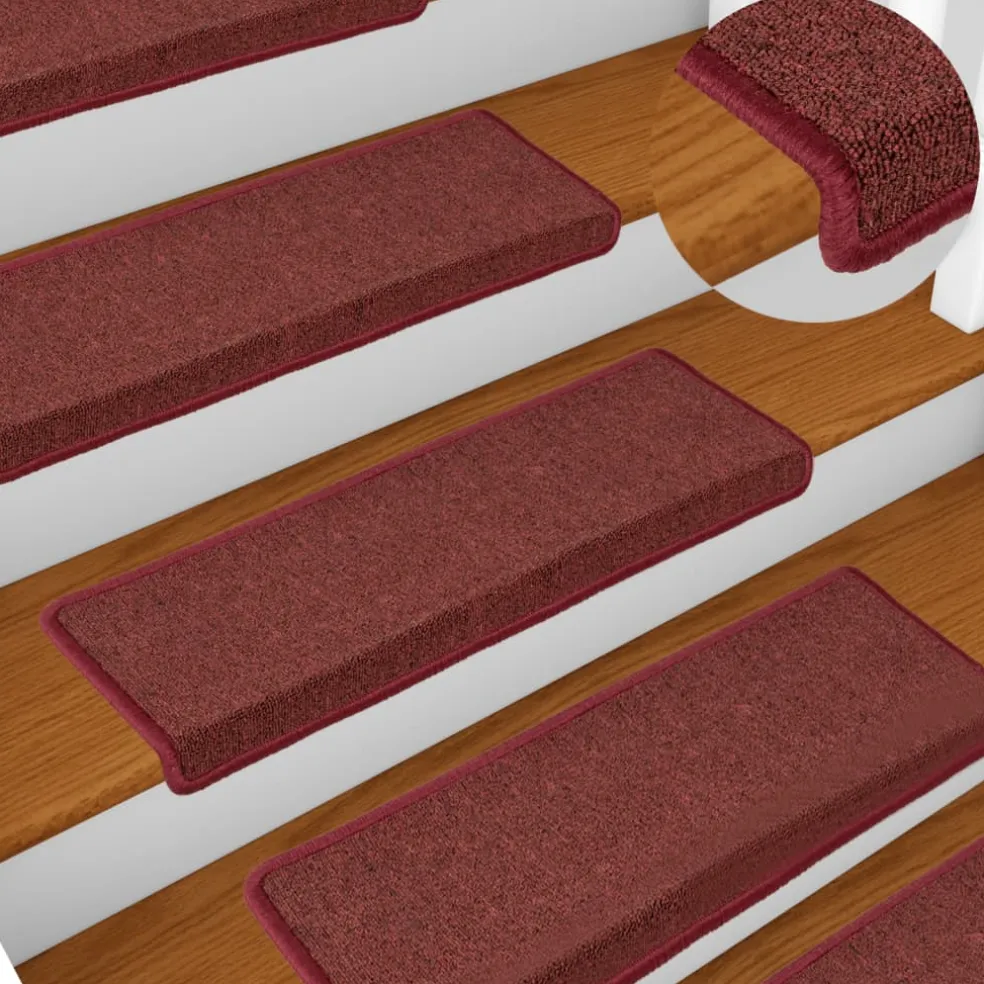 vidaXL Trapmatten 15 st 65x21x4 cm Bordeaux Rechthoekige Rand