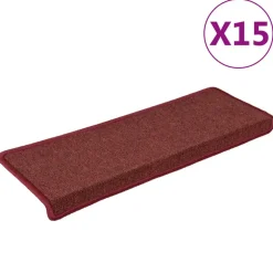 vidaXL Trapmatten 15 st 65x21x4 cm Bordeaux Rechthoekige Rand
