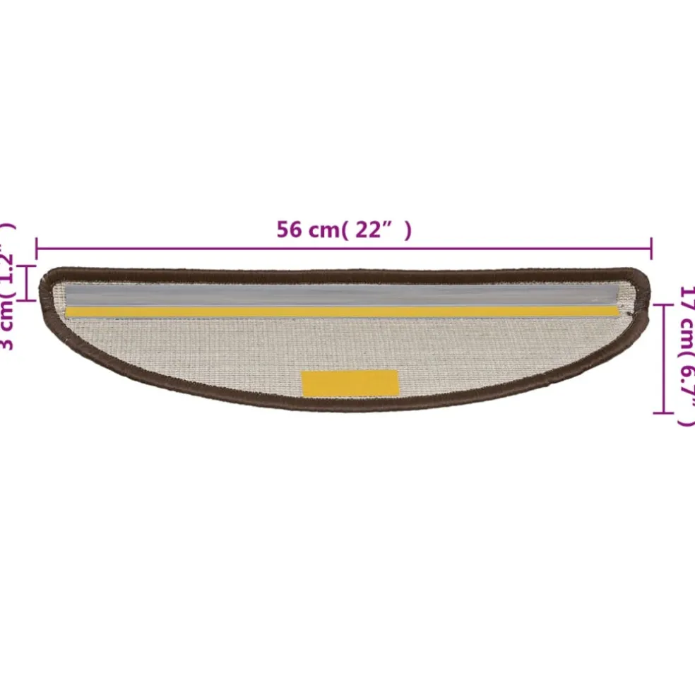 vidaXL Trapmatten 15 st 56x17x3 cm Bruin Halfrond