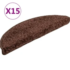vidaXL Trapmatten 15 st 56x17x3 cm Bruin Halfrond