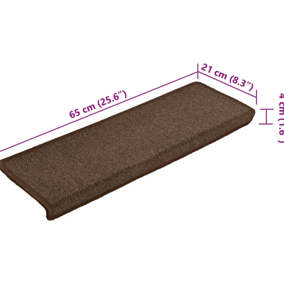 vidaXL Trapmatten 15 st 65x21x4 cm Bruin Rechthoekige Rand