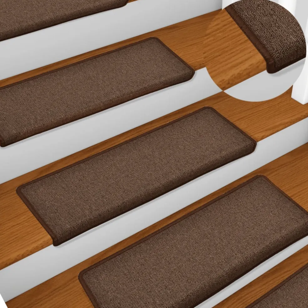 vidaXL Trapmatten 15 st 65x21x4 cm Bruin Rechthoekige Rand