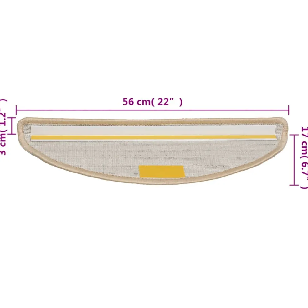 vidaXL Trapmatten 15 st 56x17x3 cm Crème Halfrond