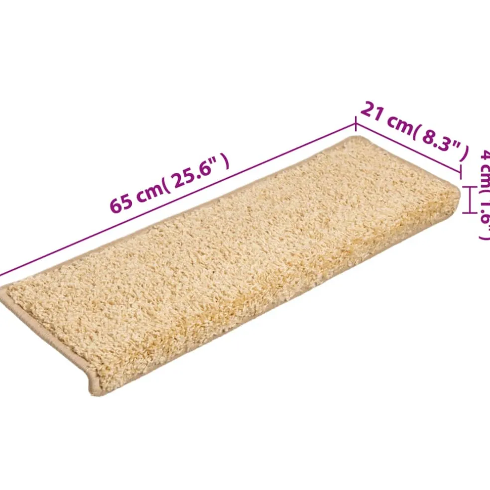 vidaXL Trapmatten 15 st 65x21x4 cm crème met rechthoekige rand