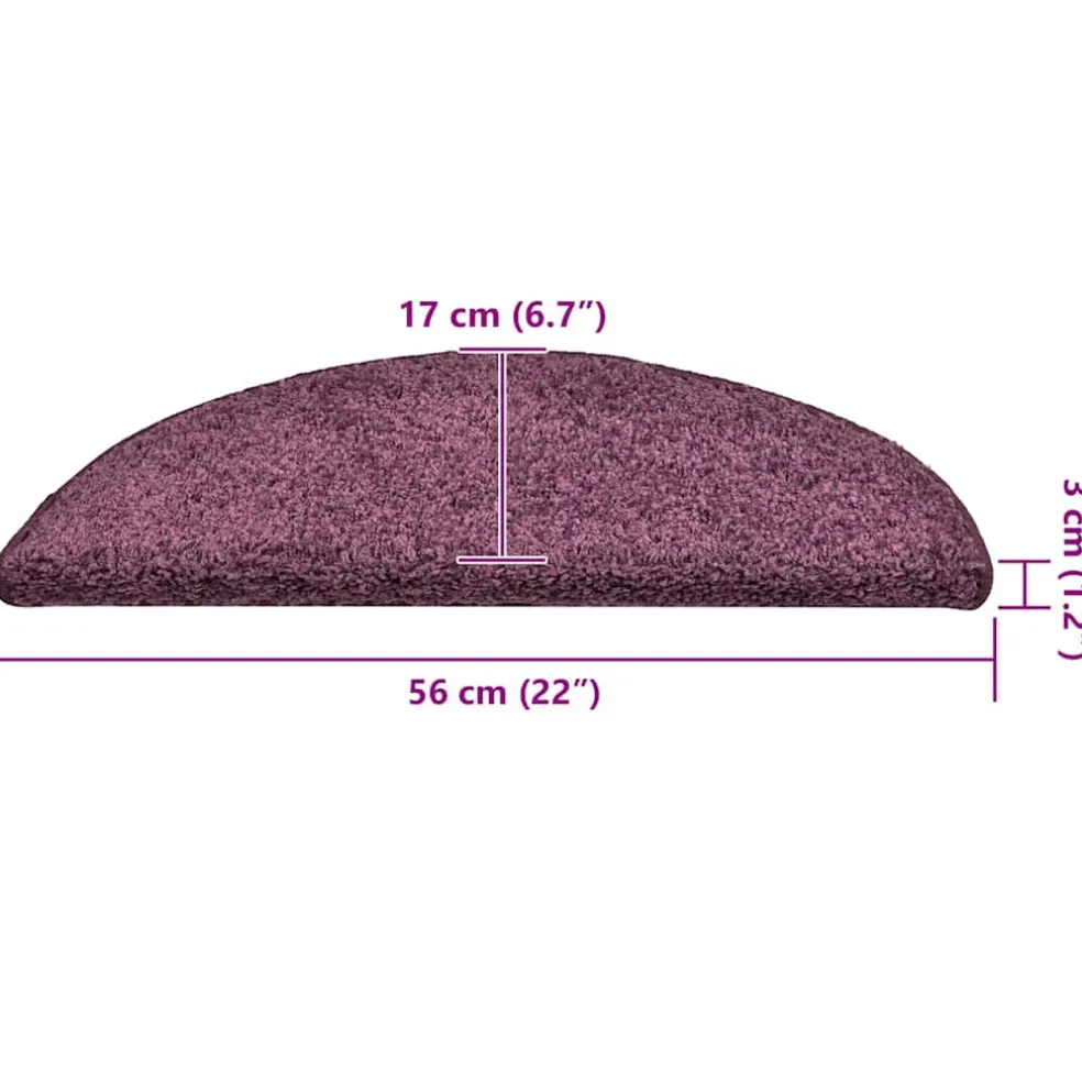 vidaXL Trapmatten 15 st 56x17x3 cm Donkerpaars Halfrond