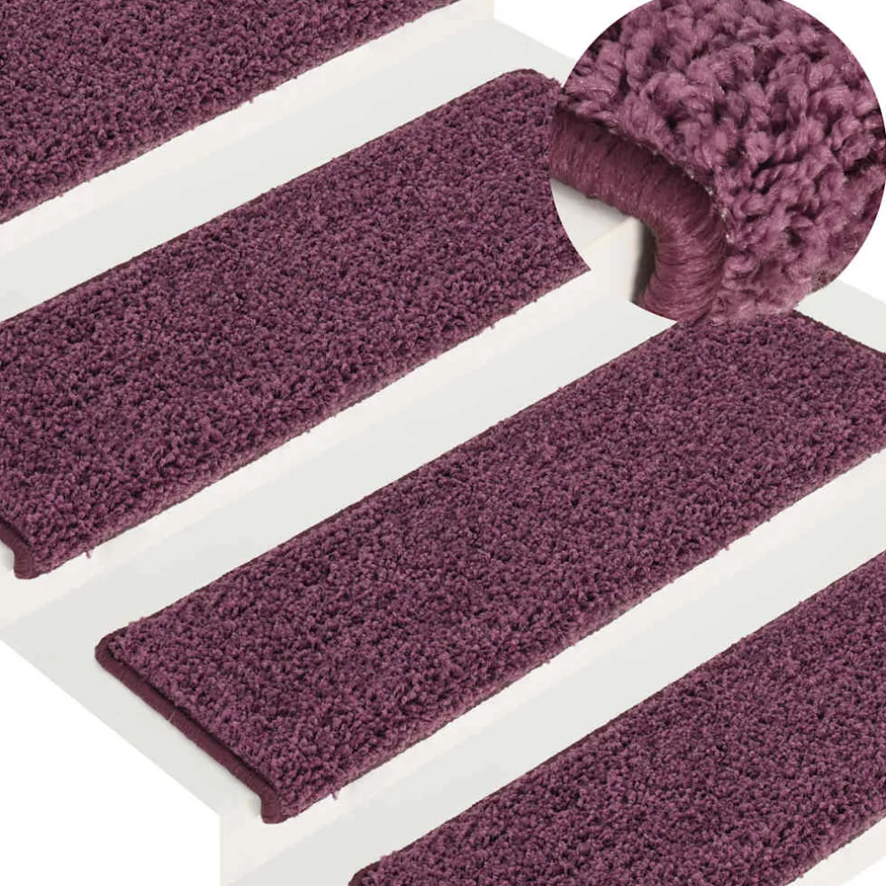 vidaXL Trapmatten 15 st 65x21x4 cm Donkerpaars Rechthoekige Rand