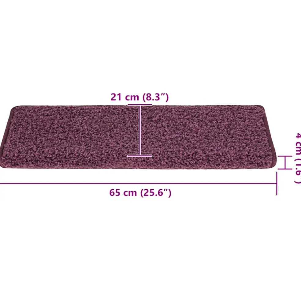 vidaXL Trapmatten 15 st 65x21x4 cm Donkerpaars Rechthoekige Rand