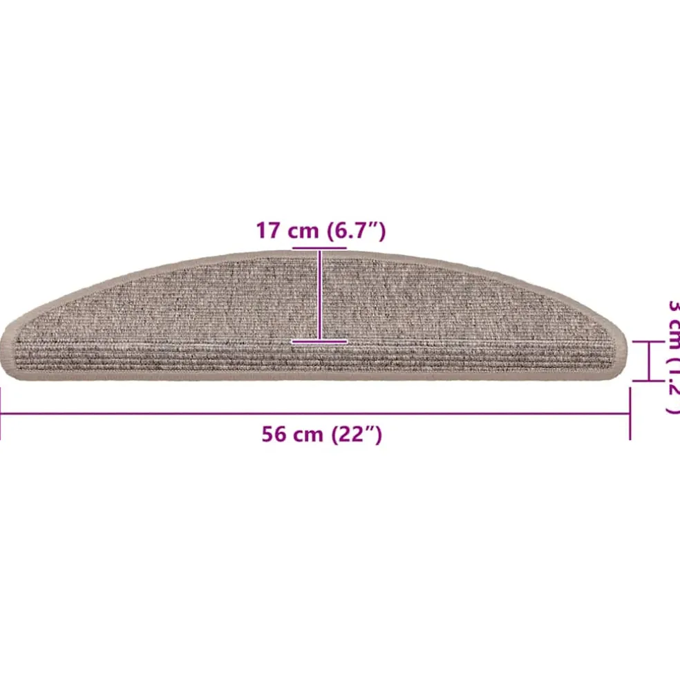 vidaXL Trapmatten 15 st 56x17x3 cm Donkerbeige Halfrond