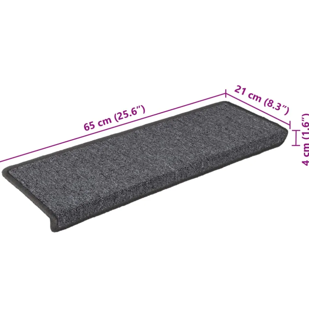 vidaXL Trapmatten 15 st 65x21x4 cm Donkergrijs Rechthoekige Rand