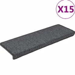 vidaXL Trapmatten 15 st 65x21x4 cm Donkergrijs Rechthoekige Rand