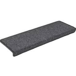 vidaXL Trapmatten 15 st 65x21x4 cm Donkergrijs Rechthoekige Rand