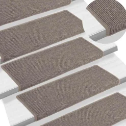 vidaXL Trapmatten 15 st 65x21x4 cm Donkerbeige Rechthoekige Rand