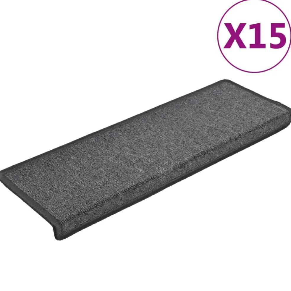 vidaXL Trapmatten 15 st 65x21x4 cm Donkergrijs Rechthoekige Rand