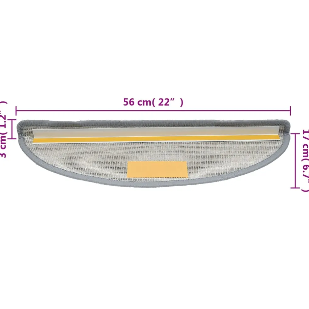 vidaXL Trapmatten 15 st 56x17x3 cm Grijs Halfrond