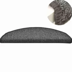 vidaXL Trapmatten 15 st 56x17x3 cm grijs en zwart halfrond