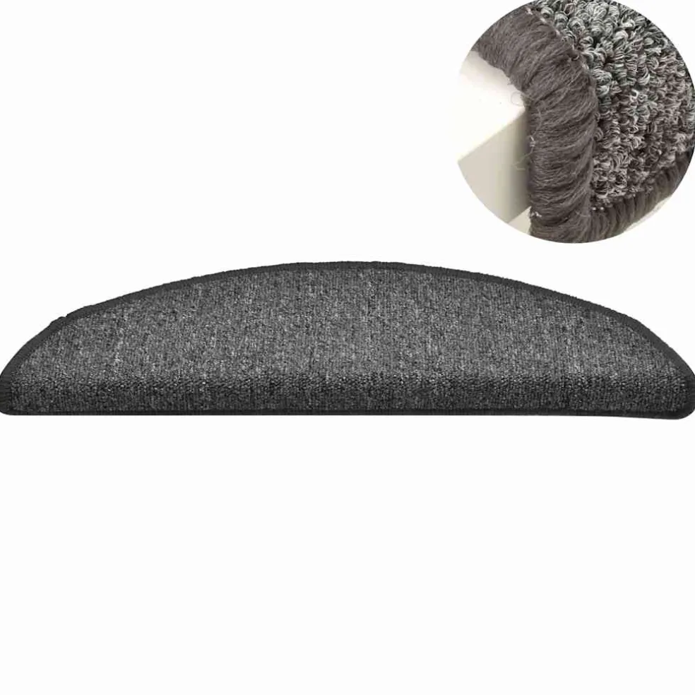 vidaXL Trapmatten 15 st 56x17x3 cm grijs en zwart halfrond