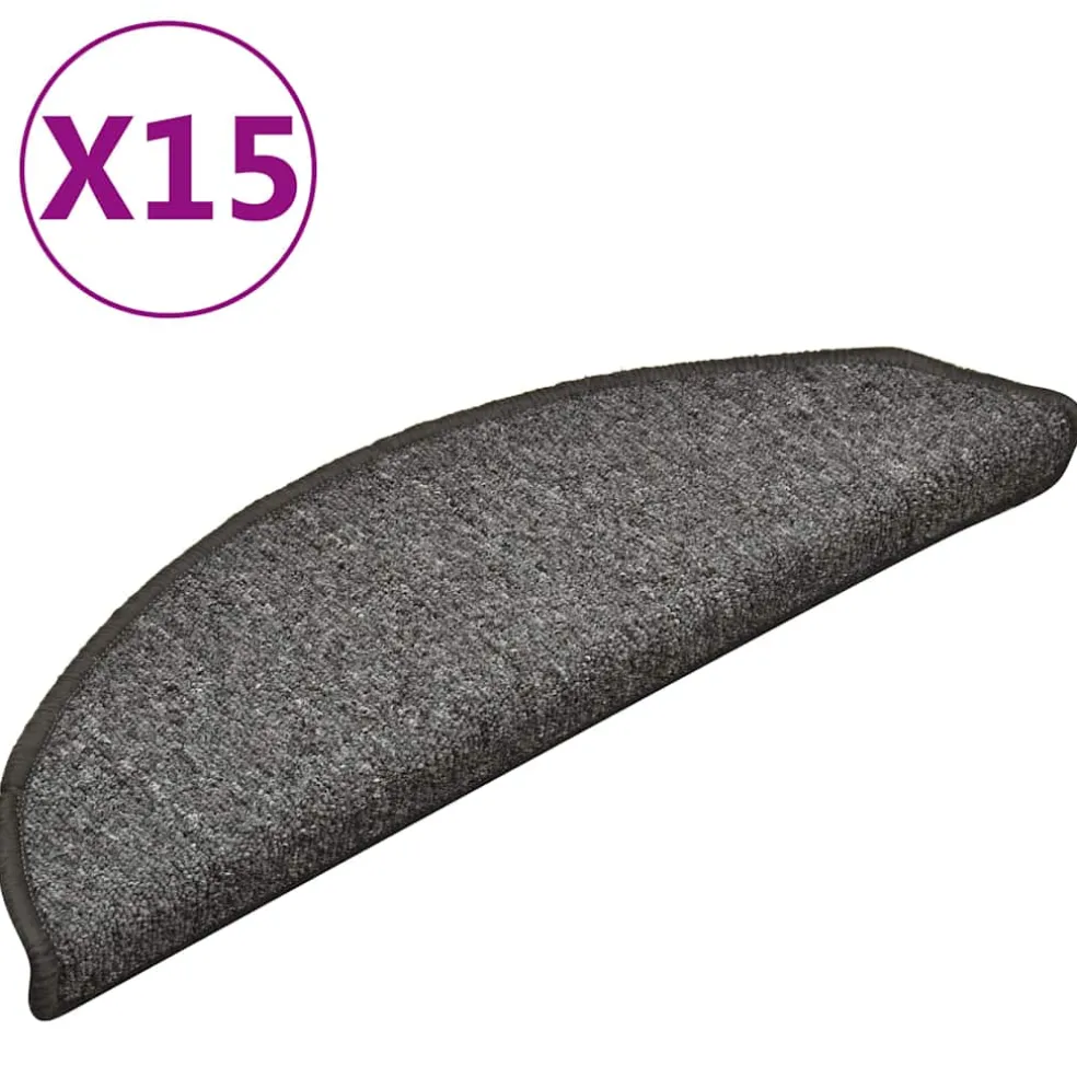 vidaXL Trapmatten 15 st 56x17x3 cm grijs en zwart halfrond