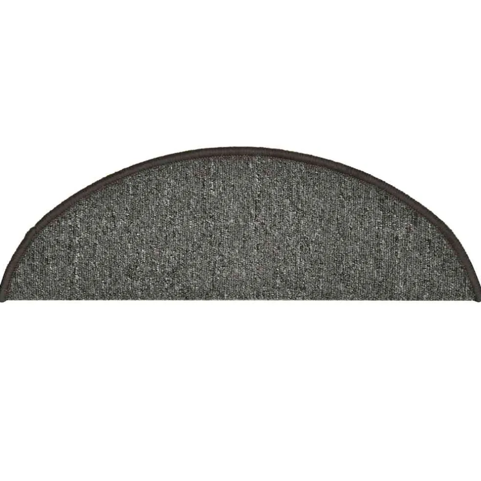 vidaXL Trapmatten 15 st 56x17x3 cm grijs en zwart halfrond
