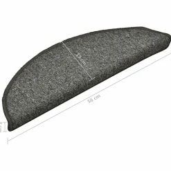 vidaXL Trapmatten 15 st 56x17x3 cm grijs en zwart halfrond