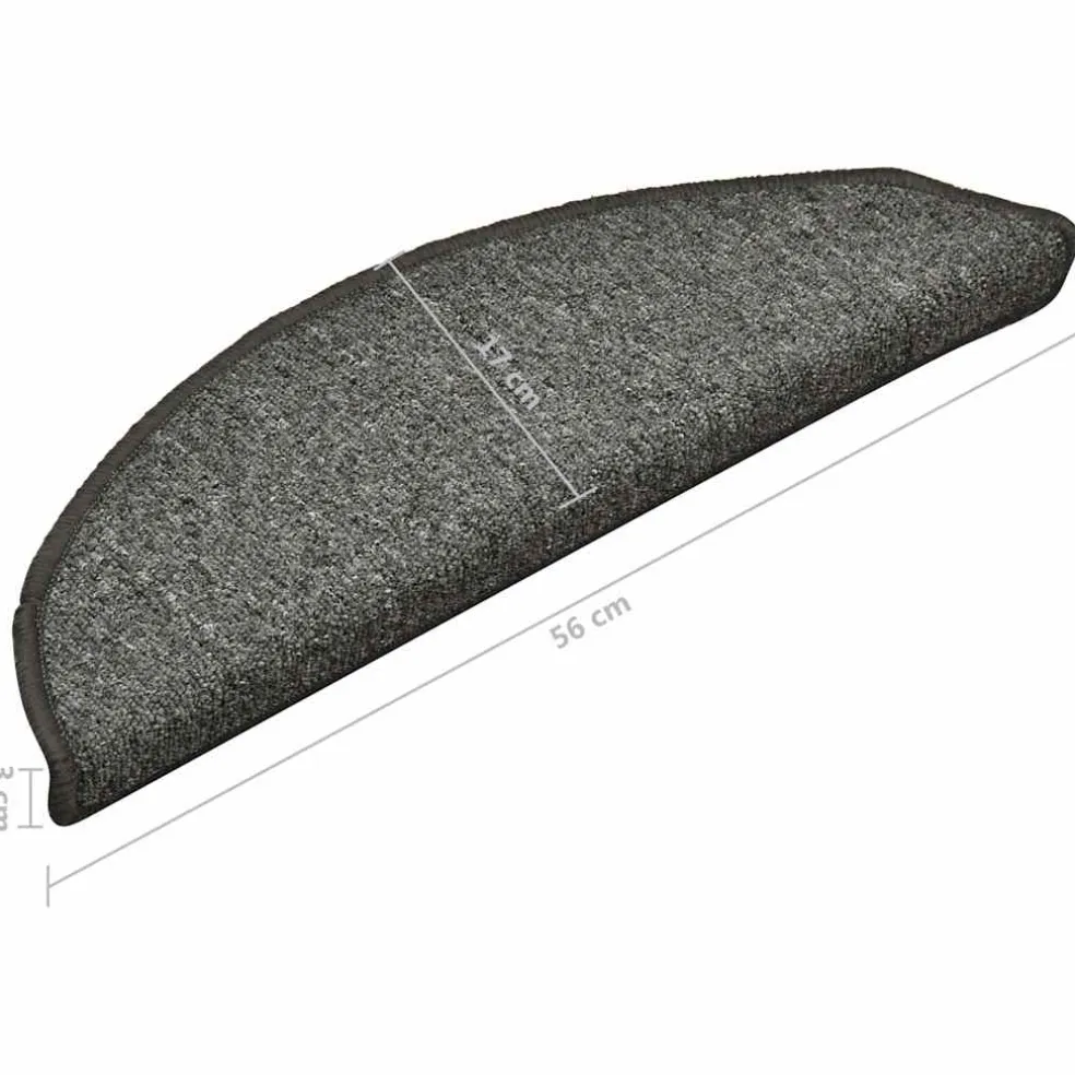 vidaXL Trapmatten 15 st 56x17x3 cm grijs en zwart halfrond