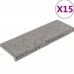 vidaXL Trapmatten 15 st 65x21x4 cm Grijs Rechthoekige Rand