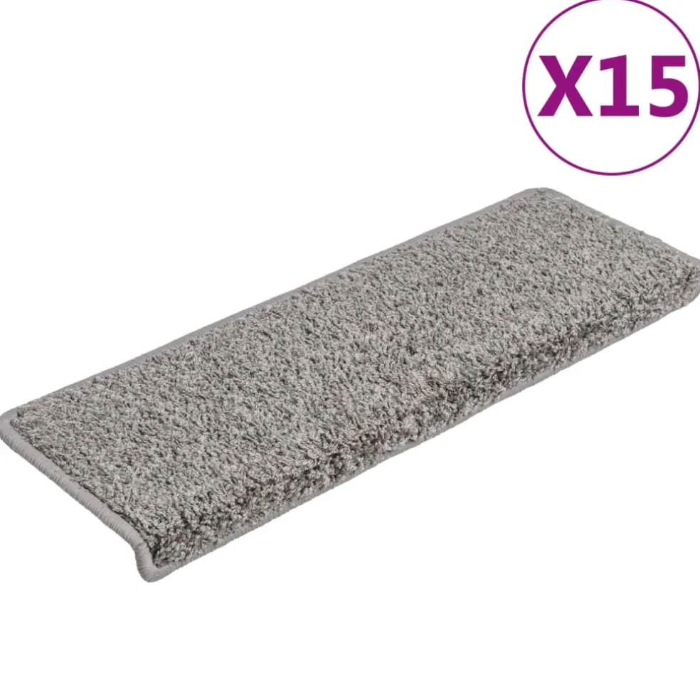 vidaXL Trapmatten 15 st 65x21x4 cm Grijs Rechthoekige Rand