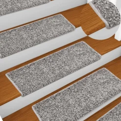 vidaXL Trapmatten 15 st 65x21x4 cm Grijs Rechthoekige Rand