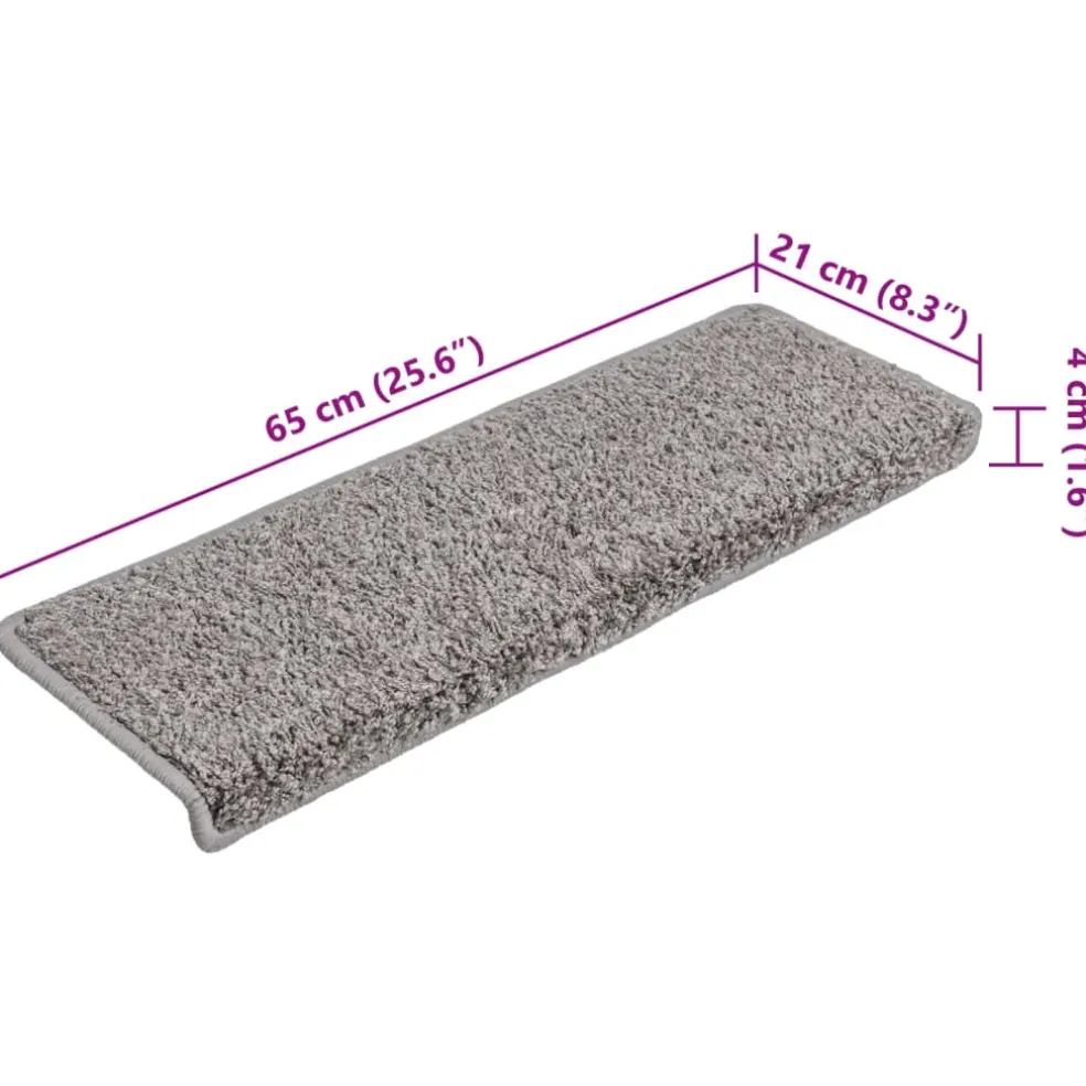 vidaXL Trapmatten 15 st 65x21x4 cm Grijs Rechthoekige Rand