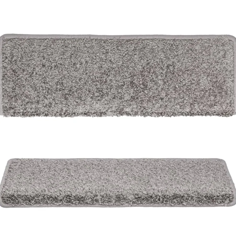 vidaXL Trapmatten 15 st 65x21x4 cm Grijs Rechthoekige Rand