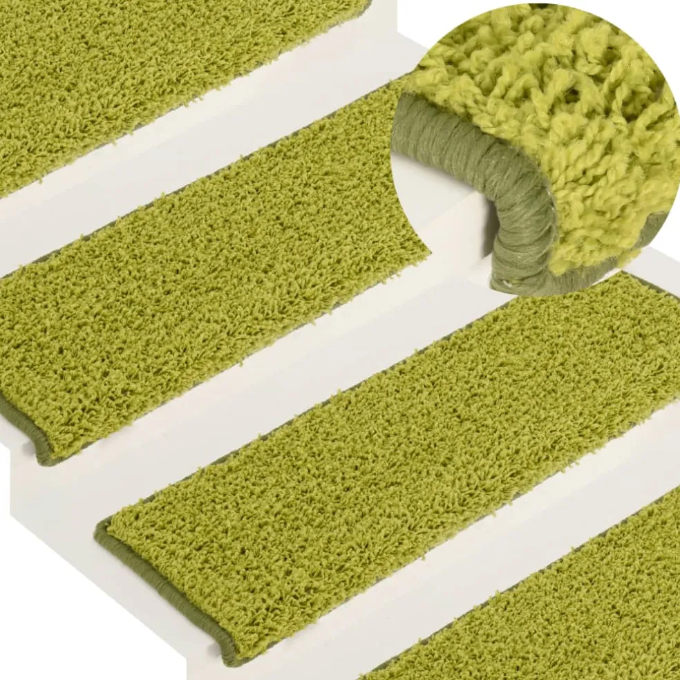 vidaXL Trapmatten 15 st 65x21x4 cm Groen Rechthoekige Rand