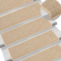 vidaXL Trapmatten 15 st 65x21x4 cm lichtbeige met rechthoekige rand