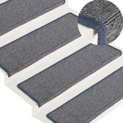 vidaXL Trapmatten 15 st 65x21x4 cm lichtgrijs en blauw